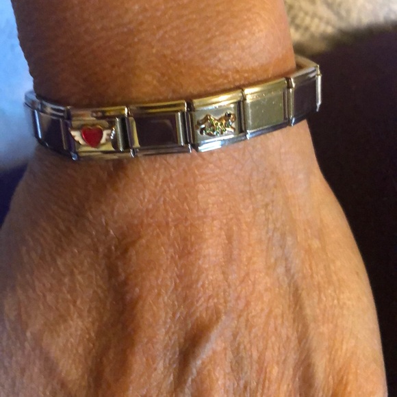 Composable classic Steel bracelet with 2 charms - Picture 3 of 6